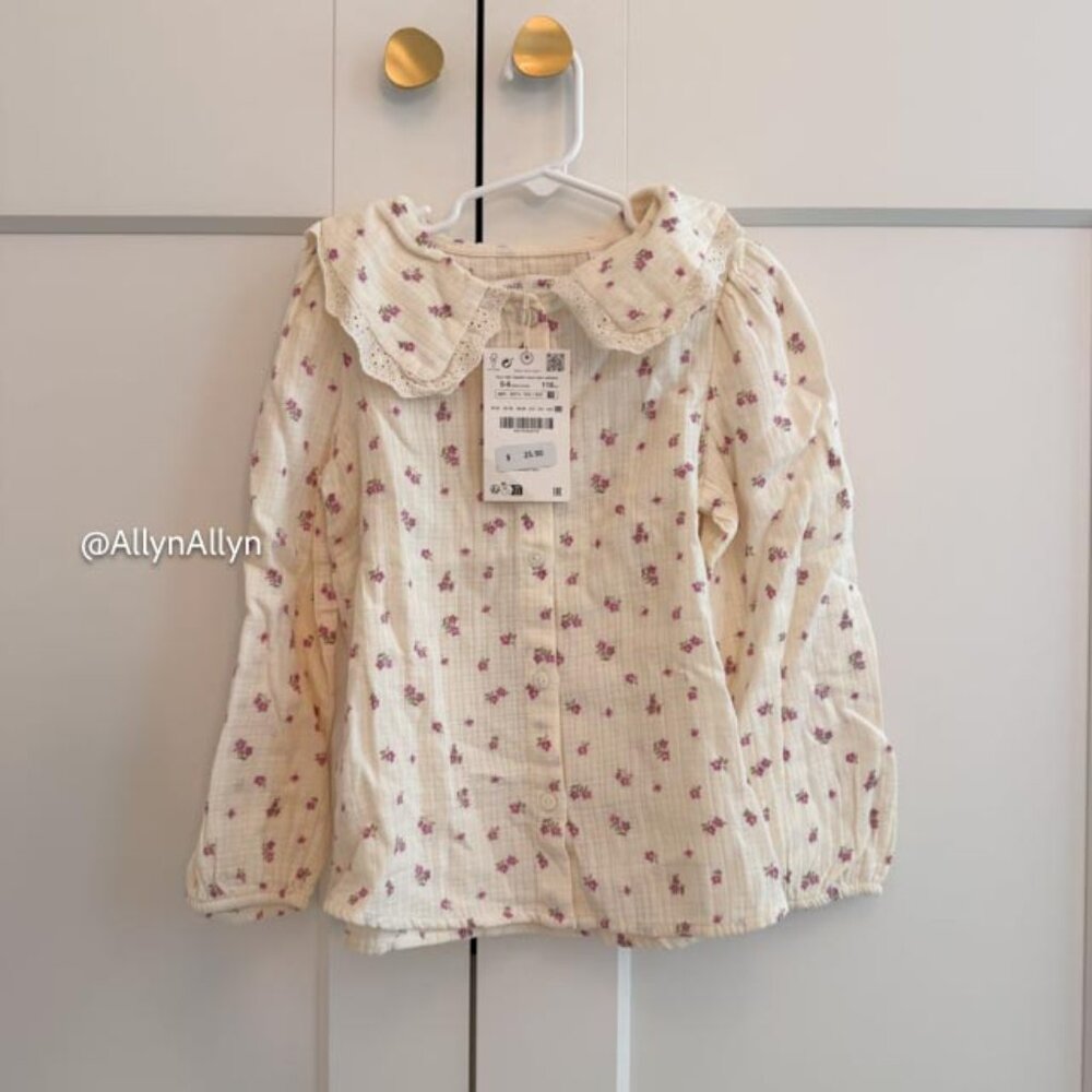 NWT Zara Cotton Floral Blouse 5-6T